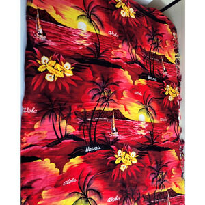 Royal Hawaiian Creations Red Pareo Beach Hawaii Aloha Fringe Dress Scarf 42"x54"